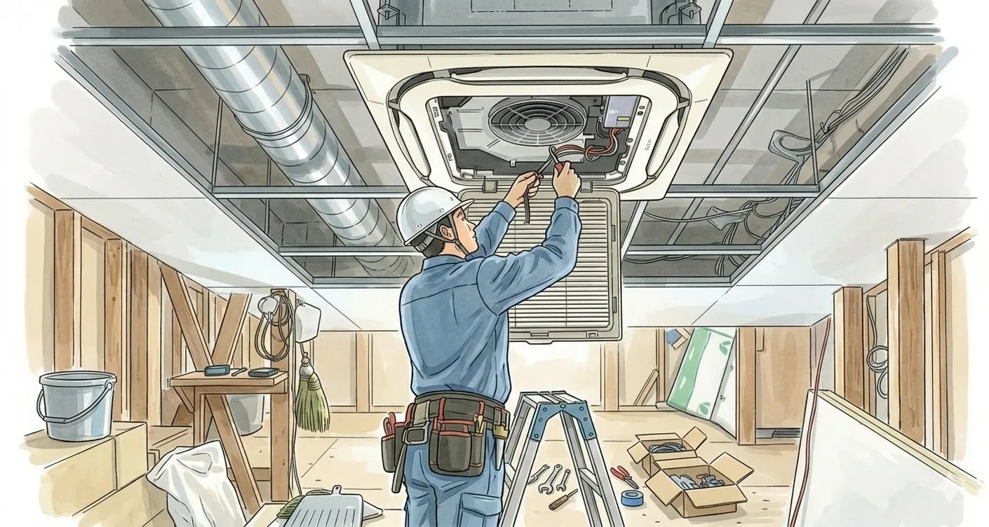 店舗・事業所向け大型業務用エアコンの設置。太陽電業の確かな技術。